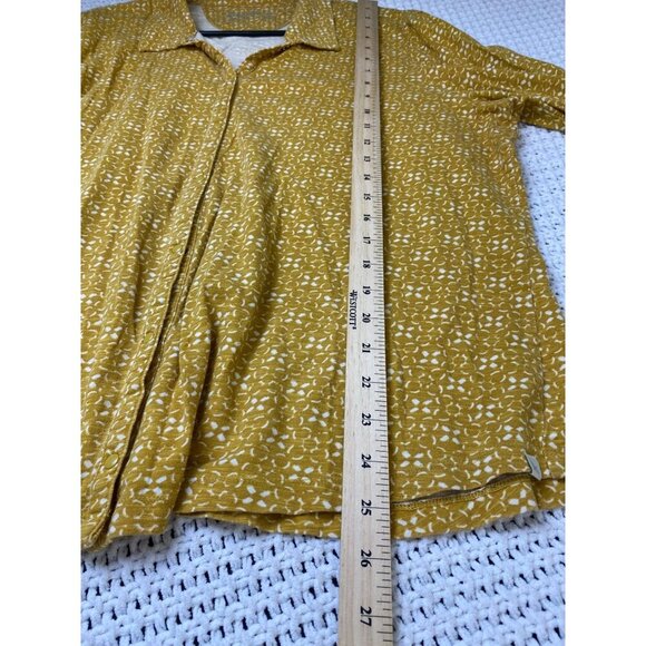 Eddie Bauer Womens Mustard Button Up Top Plus size 2XL 3/4 Sleeve Jersey Casual - Picture 7 of 13
